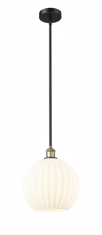 White Venetian - 1 Light - 12 inch - Black Antique Brass - Stem Hung - Mini Pendant