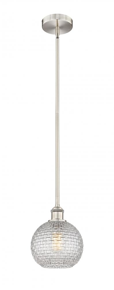 Athens - 1 Light - 8 inch - Brushed Satin Nickel - Cord hung - Mini Pendant