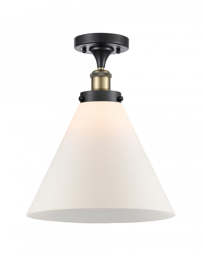 Cone - 1 Light - 12 inch - Black Antique Brass - Semi-Flush Mount