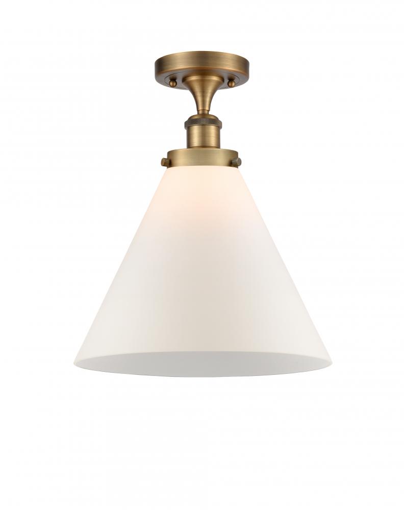 Cone - 1 Light - 12 inch - Brushed Brass - Semi-Flush Mount