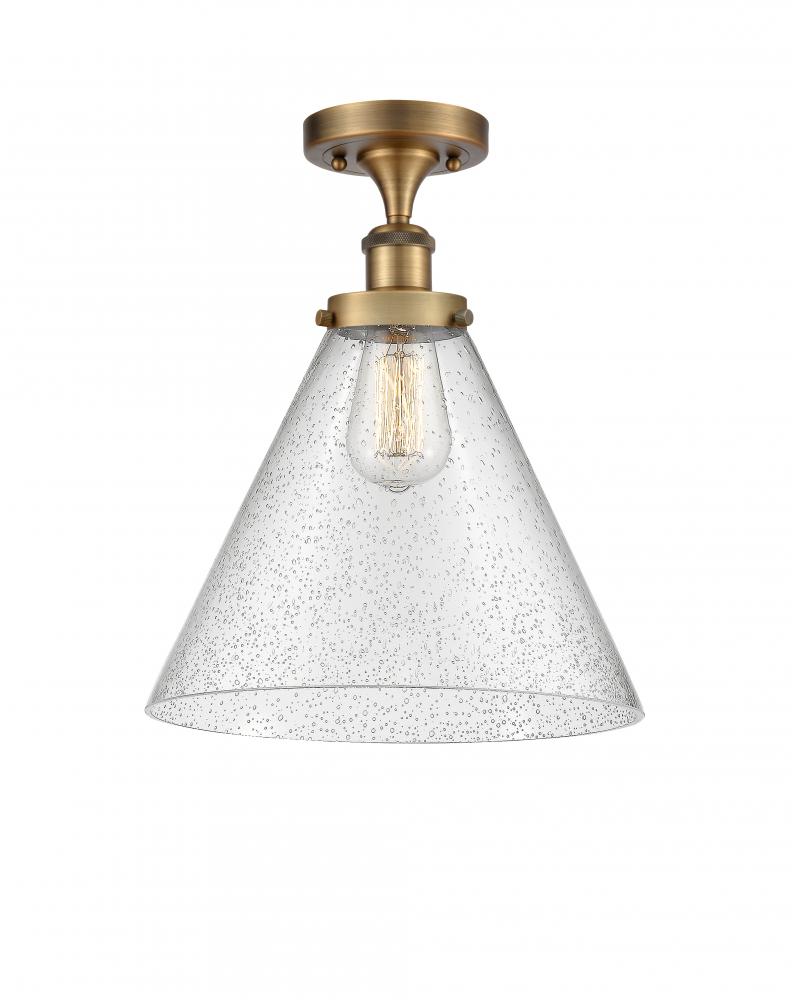 Cone - 1 Light - 12 inch - Brushed Brass - Semi-Flush Mount