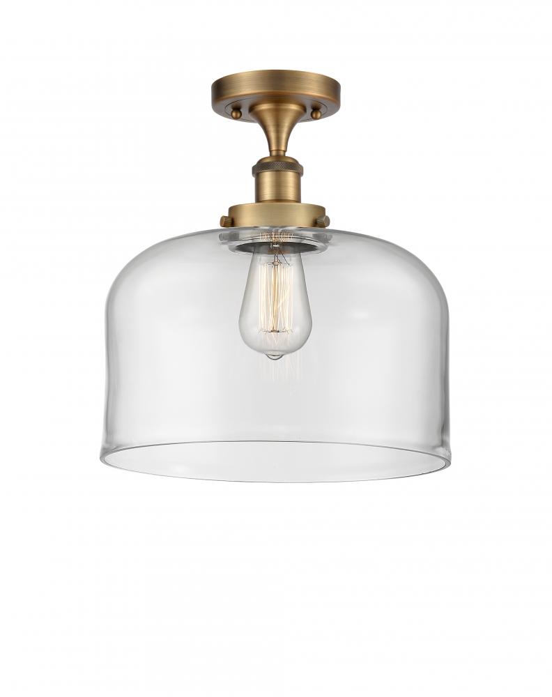 Bell - 1 Light - 12 inch - Brushed Brass - Semi-Flush Mount