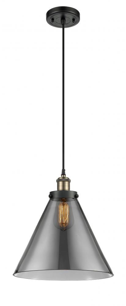 Cone - 1 Light - 12 inch - Black Antique Brass - Cord hung - Mini Pendant