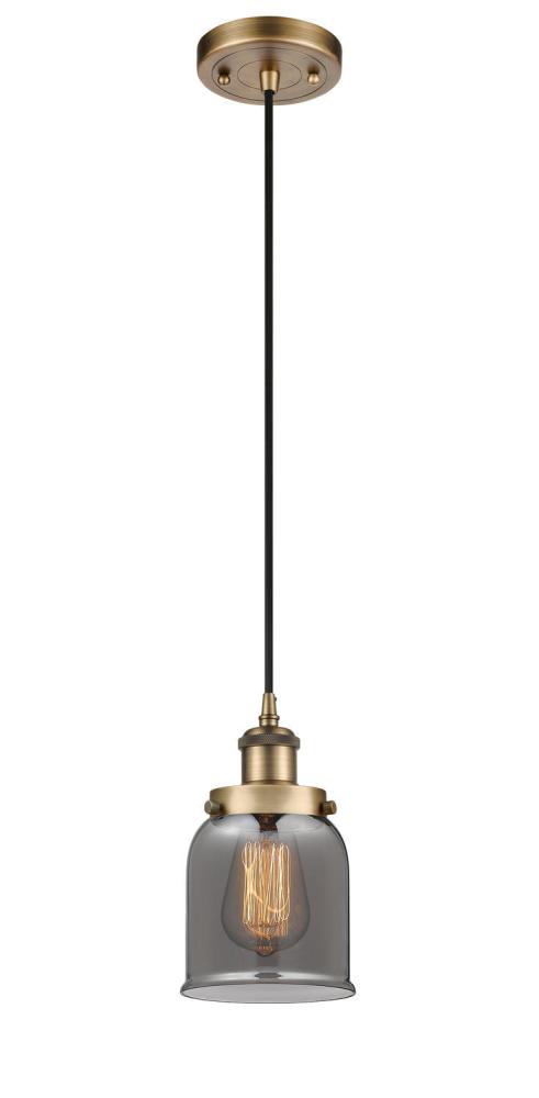 Bell - 1 Light - 5 inch - Brushed Brass - Cord hung - Mini Pendant