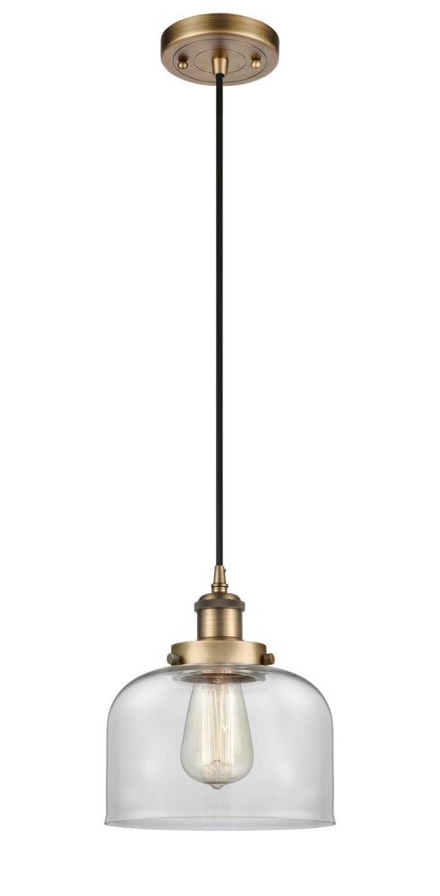 Bell - 1 Light - 8 inch - Brushed Brass - Cord hung - Mini Pendant