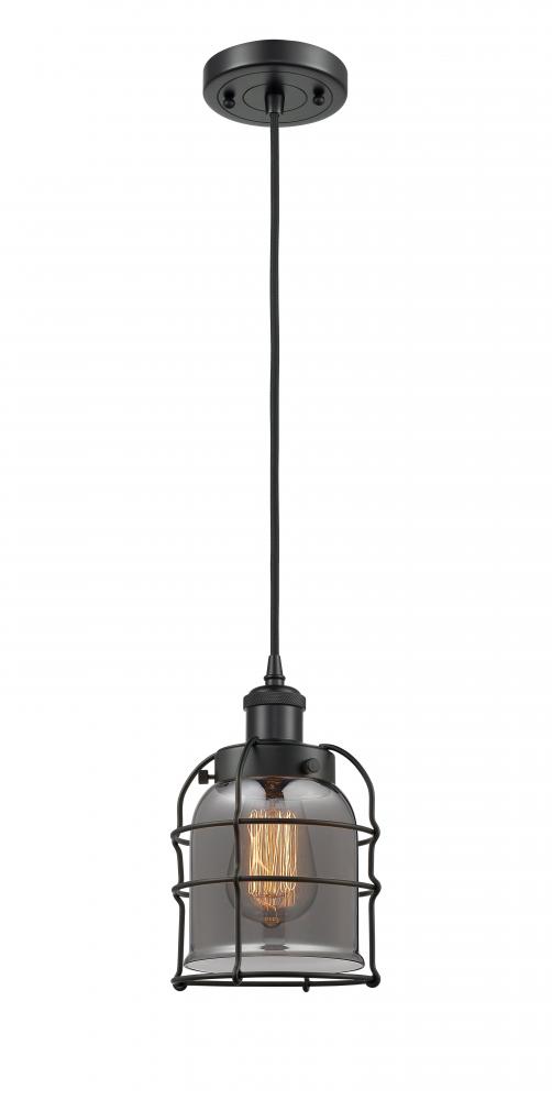 Bell Cage - 1 Light - 5 inch - Matte Black - Cord hung - Mini Pendant