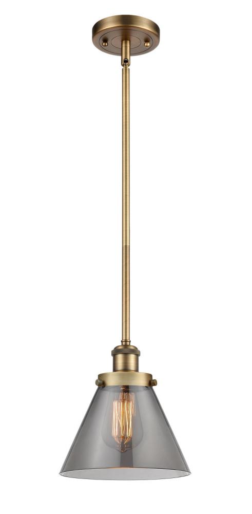 Cone - 1 Light - 8 inch - Brushed Brass - Mini Pendant