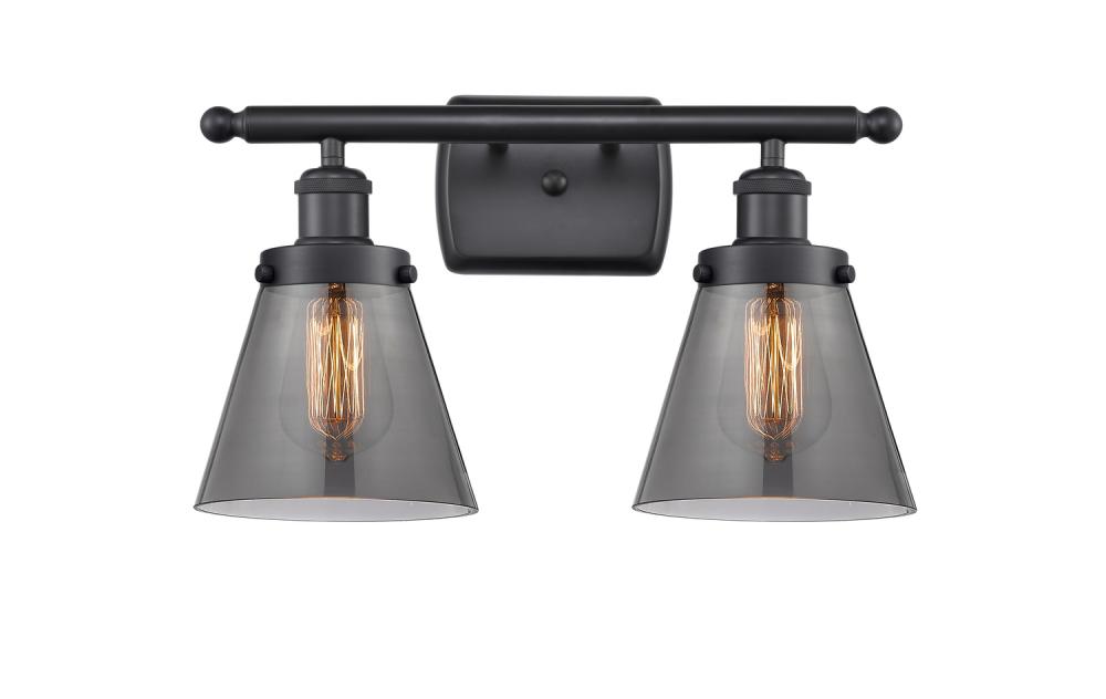 Cone - 2 Light - 16 inch - Matte Black - Bath Vanity Light