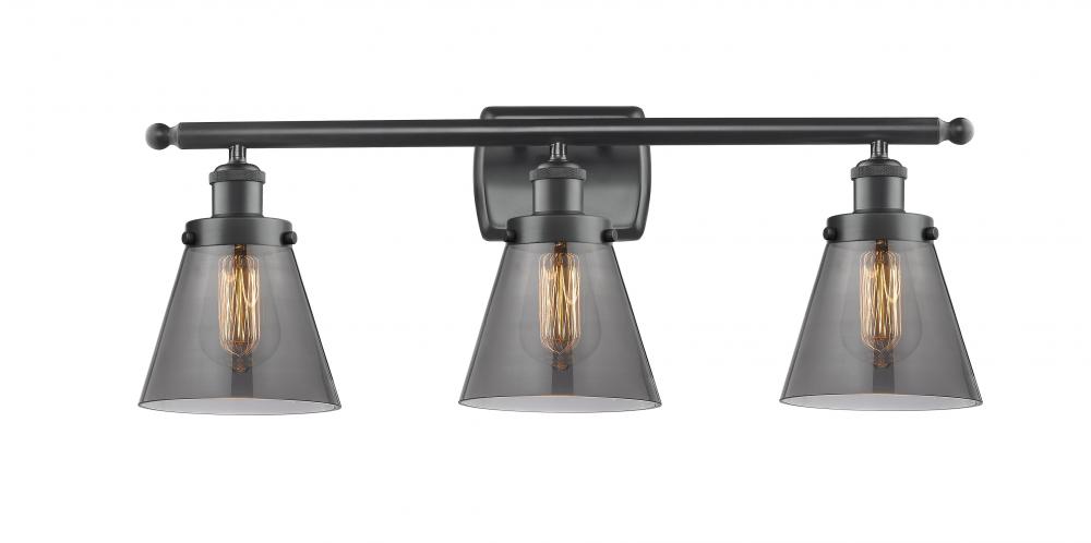 Cone - 3 Light - 26 inch - Matte Black - Bath Vanity Light