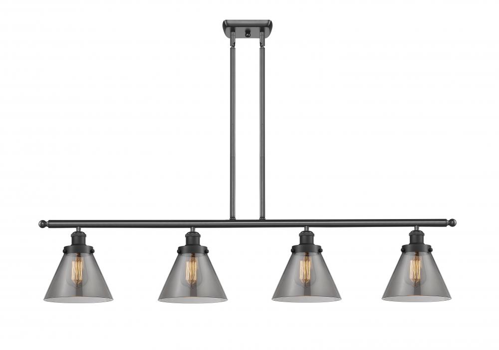 Cone - 4 Light - 48 inch - Matte Black - Stem Hung - Island Light