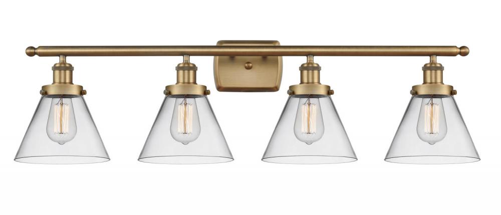 Cone - 4 Light - 38 inch - Brushed Brass - Bath Vanity Light