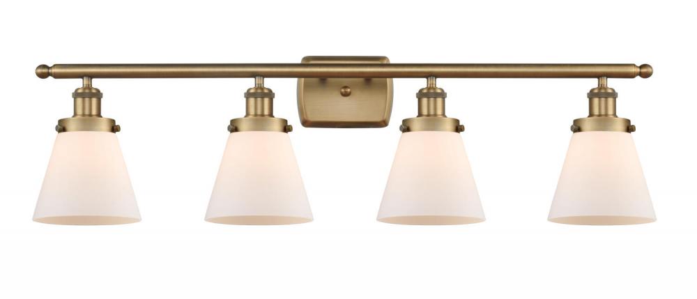 Cone - 4 Light - 36 inch - Brushed Brass - Bath Vanity Light