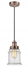  100AC-10BK-1H-AC-G184 - Edison - 1 Light - 8 inch - Antique Copper - Cord hung - Mini Pendant