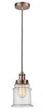  100AC-10GY-1H-AC-G184 - Edison - 1 Light - 8 inch - Antique Copper - Cord hung - Mini Pendant