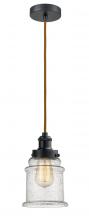  100BK-10CR-1H-BK-G184 - Edison - 1 Light - 8 inch - Matte Black - Cord hung - Mini Pendant