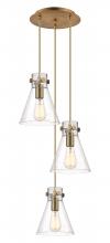  113-410-1PS-BB-G411-8SDY - Newton Cone - 3 Light - 16 inch - Brushed Brass - Multi Pendant