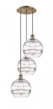  113B-3P-AB-G556-10CL - Rochester - 3 Light - 17 inch - Antique Brass - Cord hung - Multi Pendant