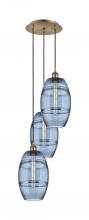  113B-3P-AB-G557-8BL - Vaz - 3 Light - 15 inch - Antique Brass - Cord hung - Multi Pendant