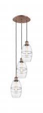  113B-3P-AC-G557-6CL - Vaz - 3 Light - 12 inch - Antique Copper - Cord hung - Multi Pendant