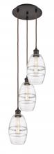  113B-3P-OB-G557-6CL - Vaz - 3 Light - 12 inch - Oil Rubbed Bronze - Cord hung - Multi Pendant