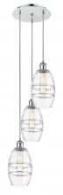  113B-3P-PC-G557-6CL - Vaz - 3 Light - 12 inch - Polished Chrome - Cord hung - Multi Pendant