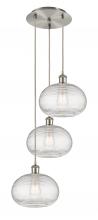  113B-3P-SN-G555-10CL - Ithaca - 3 Light - 17 inch - Brushed Satin Nickel - Cord hung - Multi Pendant