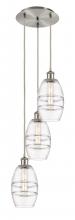  113B-3P-SN-G557-6CL - Vaz - 3 Light - 12 inch - Brushed Satin Nickel - Cord hung - Multi Pendant