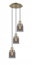  113F-3P-AB-G53 - Cone - 3 Light - 12 inch - Antique Brass - Cord hung - Multi Pendant