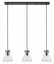  123-410-1PS-BK-G411-8SDY - Newton Cone - 3 Light - 40 inch - Matte Black - Linear Pendant