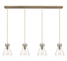  124-410-1PS-BB-G411-8SDY - Newton Cone - 4 Light - 52 inch - Brushed Brass - Linear Pendant