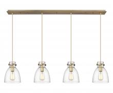  124-410-1PS-BB-G412-8SDY - Newton Bell - 4 Light - 52 inch - Brushed Brass - Linear Pendant