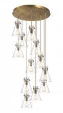  126-410-1PS-BB-G411-8SDY - Newton Cone - 12 Light - 27 inch - Brushed Brass - Multi Pendant