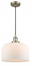  201C-AB-G71-L - Bell - 1 Light - 12 inch - Antique Brass - Cord hung - Mini Pendant