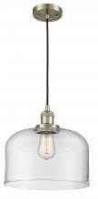  201C-AB-G72-L - Bell - 1 Light - 12 inch - Antique Brass - Cord hung - Mini Pendant