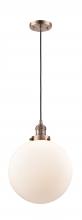  201C-AC-G201-12-LED - Beacon - 1 Light - 12 inch - Antique Copper - Cord hung - Mini Pendant