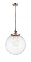  201C-AC-G202-14 - Beacon - 1 Light - 14 inch - Antique Copper - Cord hung - Mini Pendant