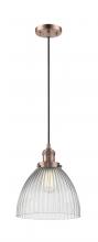  201C-AC-G222 - Seneca Falls - 1 Light - 10 inch - Antique Copper - Cord hung - Mini Pendant