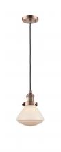  201C-AC-G321-LED - Olean - 1 Light - 7 inch - Antique Copper - Cord hung - Mini Pendant