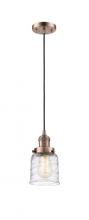  201C-AC-G513-LED - Bell - 1 Light - 5 inch - Antique Copper - Cord hung - Mini Pendant