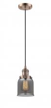  201C-AC-G53-LED - Bell - 1 Light - 5 inch - Antique Copper - Cord hung - Mini Pendant