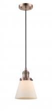  201C-AC-G61 - Cone - 1 Light - 6 inch - Antique Copper - Cord hung - Mini Pendant