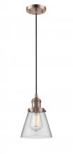  201C-AC-G62 - Cone - 1 Light - 6 inch - Antique Copper - Cord hung - Mini Pendant