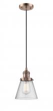  201C-AC-G64 - Cone - 1 Light - 6 inch - Antique Copper - Cord hung - Mini Pendant