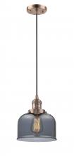  201C-AC-G73-LED - Bell - 1 Light - 8 inch - Antique Copper - Cord hung - Mini Pendant