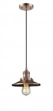  201C-AC-M3-LED - Railroad - 1 Light - 8 inch - Antique Copper - Cord hung - Mini Pendant