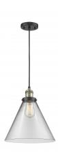  201C-BAB-G42-L-LED - Cone - 1 Light - 12 inch - Black Antique Brass - Cord hung - Mini Pendant