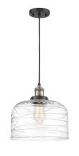  201C-BAB-G713-L - Bell - 1 Light - 12 inch - Black Antique Brass - Cord hung - Mini Pendant