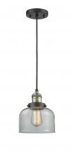  201C-BAB-G72 - Bell - 1 Light - 8 inch - Black Antique Brass - Cord hung - Mini Pendant