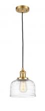 Innovations Lighting 201C-SG-G713-LED - Bell - 1 Light - 8 inch - Satin Gold - Cord hung - Mini Pendant