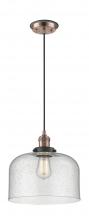  201CBP-ACBK-G74-L - Bell - 1 Light - 12 inch - Antique Copper - Cord hung - Mini Pendant